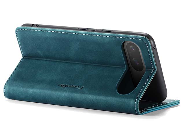 CaseMe Slim Synthetic Leather Wallet Case with Stand for Google Pixel 10 - Teal