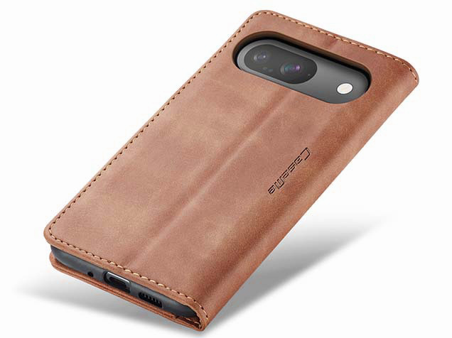 CaseMe Slim Synthetic Leather Wallet Case with Stand for Google Pixel 10 - Tan