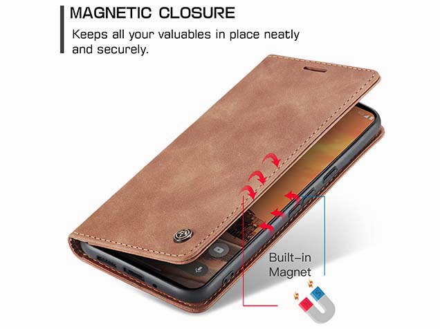 CaseMe Slim Synthetic Leather Wallet Case with Stand for Google Pixel 10 - Tan