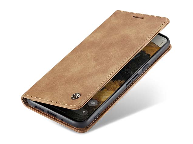 CaseMe Slim Synthetic Leather Wallet Case with Stand for Google Pixel 10 Pro XL - Tan Leather Wallet Case