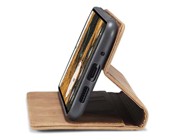 CaseMe Slim Synthetic Leather Wallet Case with Stand for Google Pixel 10 Pro XL - Tan