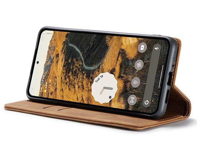 CaseMe Slim Synthetic Leather Wallet Case with Stand for Google Pixel 10 Pro XL - Tan