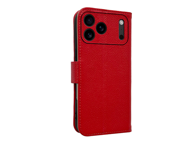 Premium Leather Wallet Case for Apple iPhone 17 Pro - Red