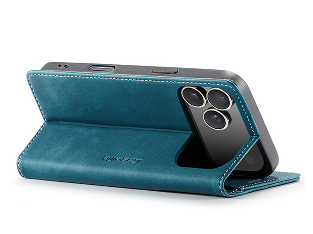 CaseMe Slim Synthetic Leather Wallet Case with Stand for iPhone 17 Pro - Teal