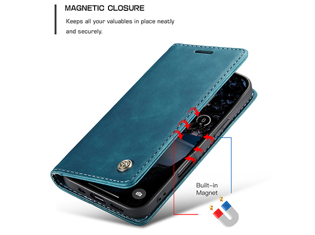 CaseMe Slim Synthetic Leather Wallet Case with Stand for iPhone 17 Pro - Teal