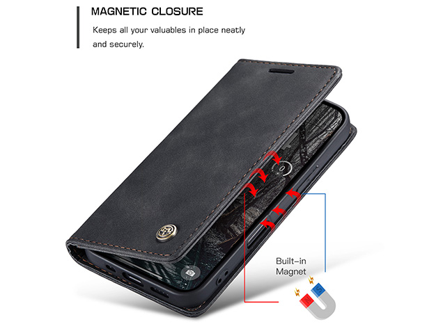 CaseMe Slim Synthetic Leather Wallet Case with Stand for iPhone 17 Pro - Charcoal
