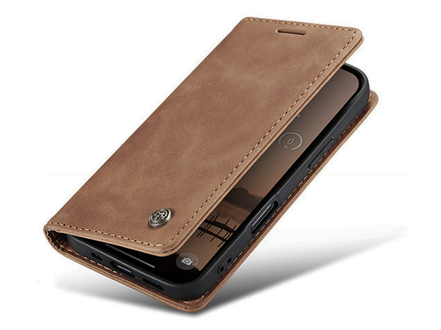 CaseMe Slim Synthetic Leather Wallet Case with Stand for iPhone 17 Pro - Tan Leather Wallet Case