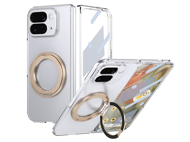 Clear case with magnetic rotating ring for Google Pixel 10 Pro Fold - Clear/Gold