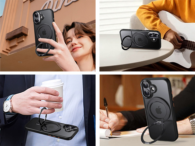 Magnetic Ring Stand Case for iPhone 17 - Black