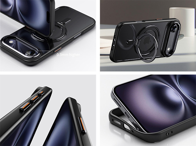 Magnetic Ring Stand Case for iPhone Air - Black