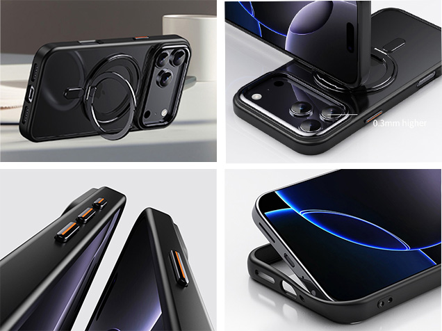 Magnetic Ring Stand Case for iPhone 17 Pro - Black