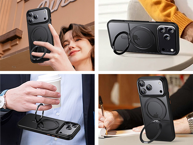 Magnetic Ring Stand Case for iPhone 17 Pro Max - Silver