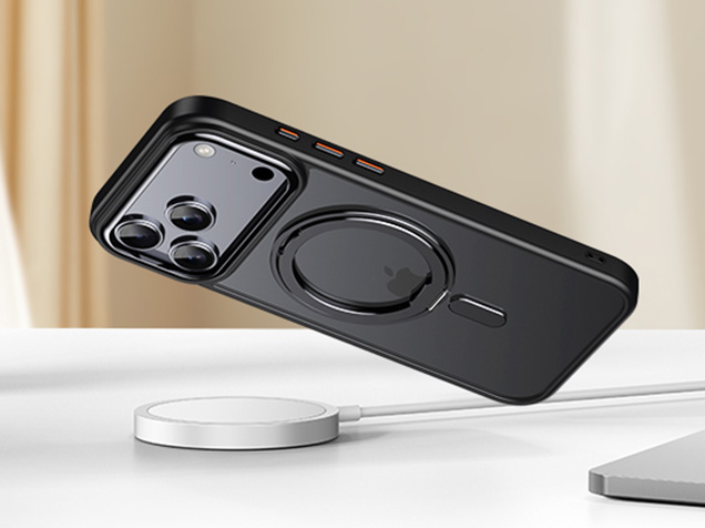 Magnetic Ring Stand Case for iPhone 17 Pro Max - Black