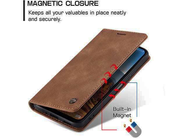 CaseMe Slim Synthetic Leather Wallet Case with Stand for Samsung Galaxy A17 - Tan