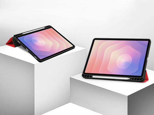 Slim Synthetic Leather Flip Case with Stand for Samsung Galaxy Tab S11 - Red