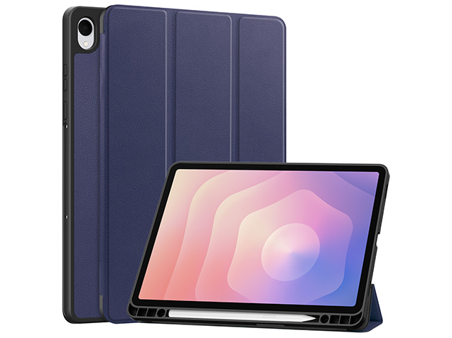 Slim Synthetic Leather Flip Case with Stand for Samsung Galaxy Tab S11 - Navy Leather Flip Case