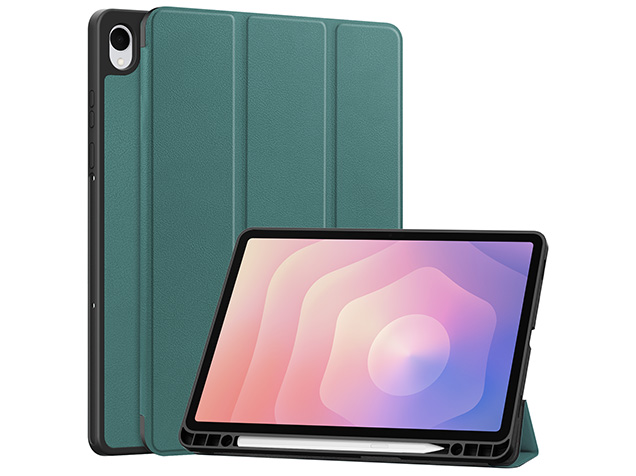 Slim Synthetic Leather Flip Case with Stand for Samsung Galaxy Tab S11 - Teal Leather Flip Case
