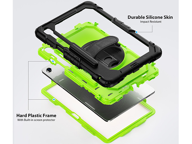 Rugged Impact Case with Strap for Samsung Galaxy Tab S11 - Green