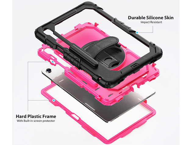 Rugged Impact Case with Strap for Samsung Galaxy Tab S11 - Pink