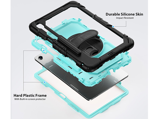 Rugged Impact Case with Strap for Samsung Galaxy Tab S11 - Turquoise