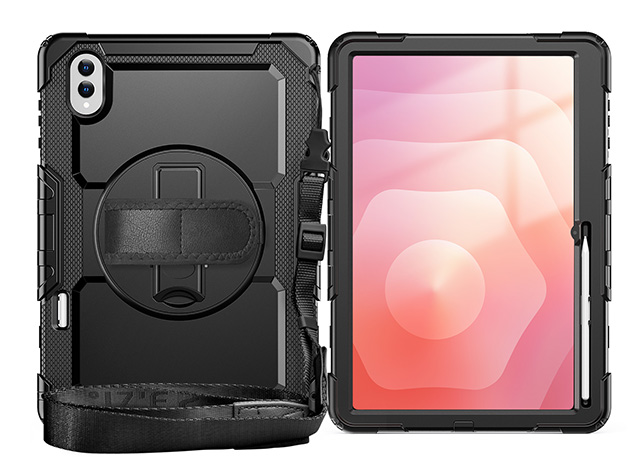 Rugged Impact Case with Strap for Samsung Galaxy Tab S11 Ultra - Black Impact Case