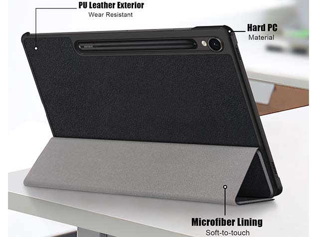 Slim Synthetic Leather Flip Case with Stand for Samsung Galaxy Tab S10 Lite - Black
