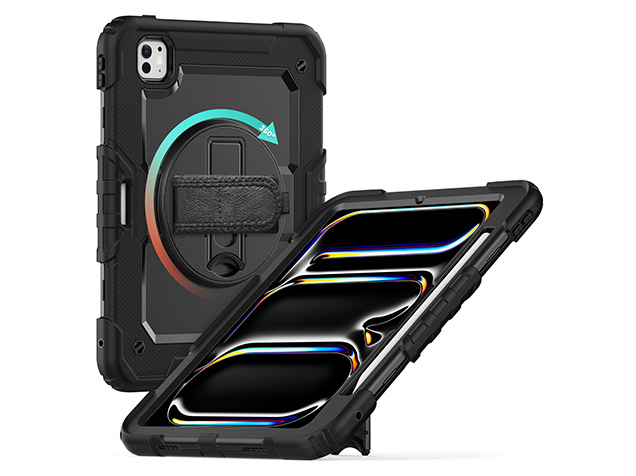 Rugged Impact Case with Strap for iPad Pro 11 (2025) - Classic Black