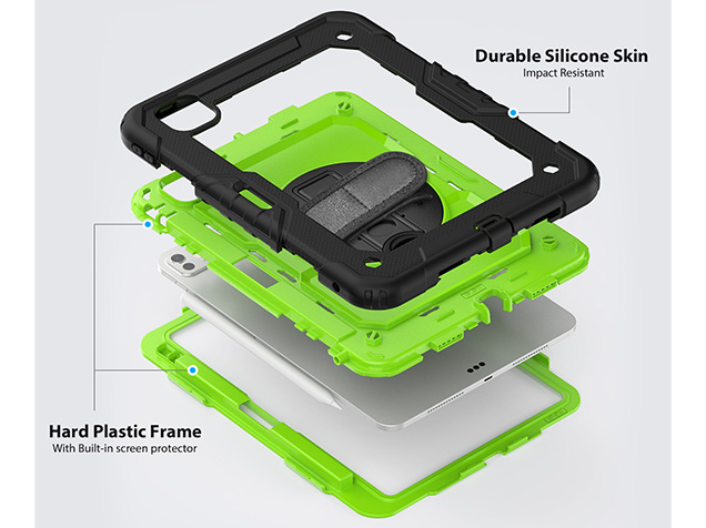Rugged Impact Case with Strap for iPad Pro 11 (2025) - Green