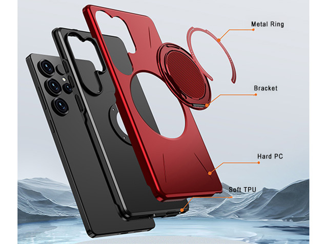 Impact Case with Ring for Samsung Galaxy S25 Ultra - Red