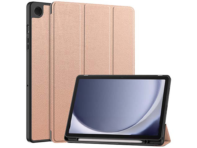Premium Slim Synthetic Leather Flip Case with Stand for Samsung Galaxy Tab A11+ 11 inches - Rose Gold