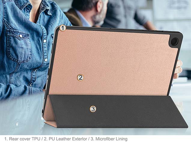 Premium Slim Synthetic Leather Flip Case with Stand for Samsung Galaxy Tab A11+ 11 inches - Rose Gold