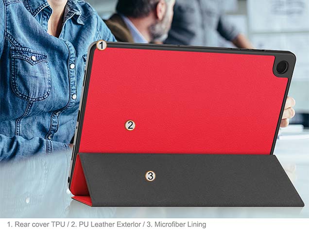 Premium Slim Synthetic Leather Flip Case with Stand for Samsung Galaxy Tab A11+ 11 inches - Red