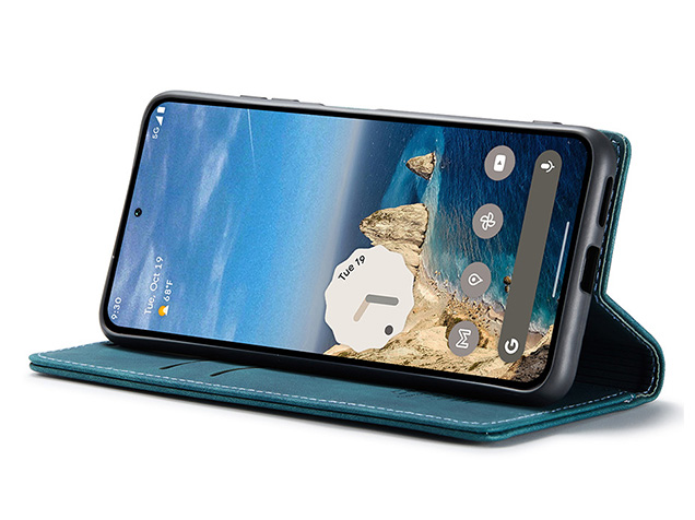 CaseMe Slim Synthetic Leather Wallet Case with Stand for Google Pixel 10a - Teal