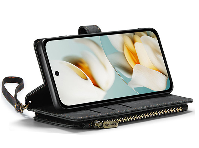 CaseMe Synthetic Leather Wallet Case with Zipper Pocket for Google Pixel 10a - Charcoal