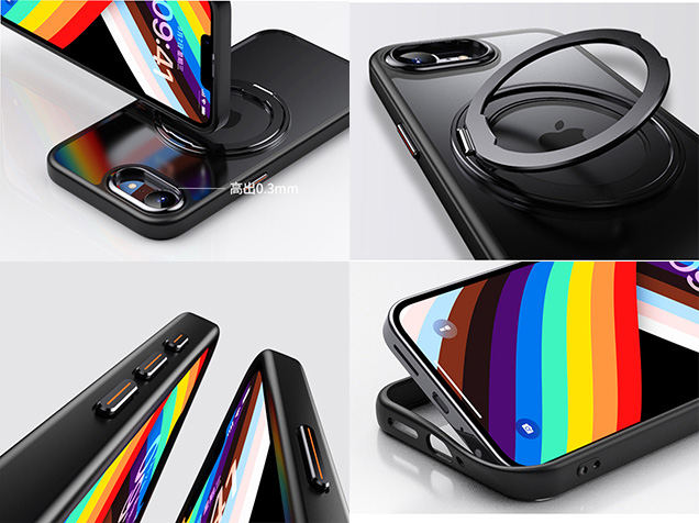 Magnetic Ring Stand Case for iPhone 17e - Frosted / Black