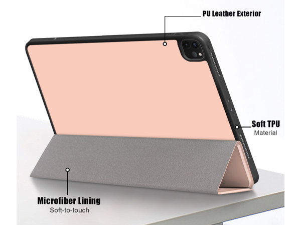 Synthetic Leather Flip Case with Stand for iPad Air 13 inch (2026) - Apricot