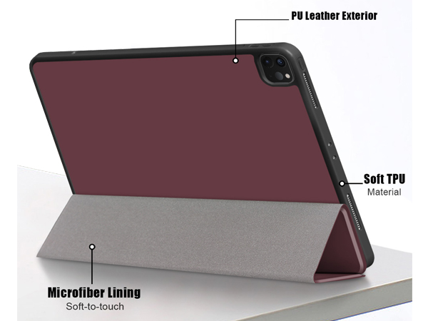 Synthetic Leather Flip Case with Stand for iPad Air 13 inch (2026) - Burgundy