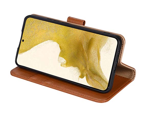 Premium Leather Wallet Case for Samsung Galaxy S26+ - Caramel