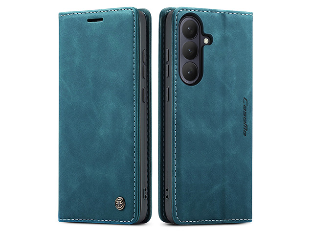 CaseMe Slim Synthetic Leather Wallet Case with Stand for Samsung Galaxy S26 - Teal