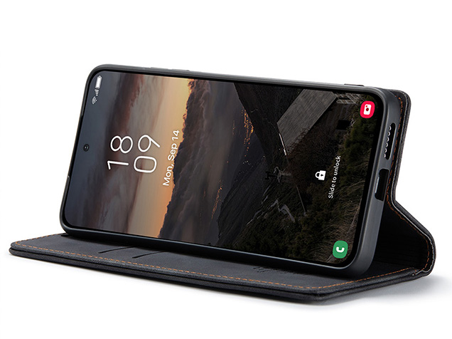 CaseMe Slim Synthetic Leather Wallet Case with Stand for Samsung Galaxy S26 - Charcoal