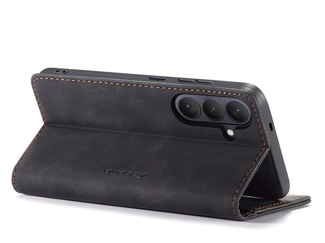 CaseMe Slim Synthetic Leather Wallet Case with Stand for Samsung Galaxy S26 - Charcoal