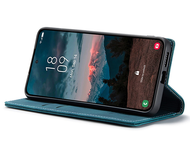 CaseMe Slim Synthetic Leather Wallet Case with Stand for Samsung Galaxy S26 - Teal