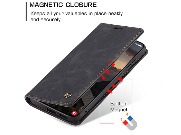 CaseMe Slim Synthetic Leather Wallet Case with Stand for Samsung Galaxy S26+ - Charcoal