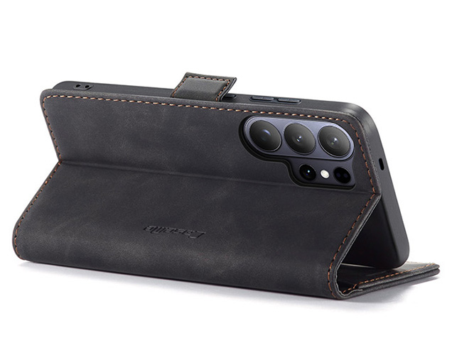 CaseMe Slim Synthetic Leather Wallet Case with Stand for Samsung Galaxy S26 Ultra - Charcoal