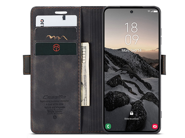 CaseMe Slim Synthetic Leather Wallet Case with Stand for Samsung Galaxy S26 Ultra - Charcoal