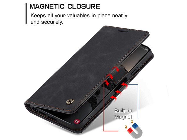 CaseMe Slim Synthetic Leather Wallet Case with Stand for Samsung Galaxy S26 Ultra - Charcoal