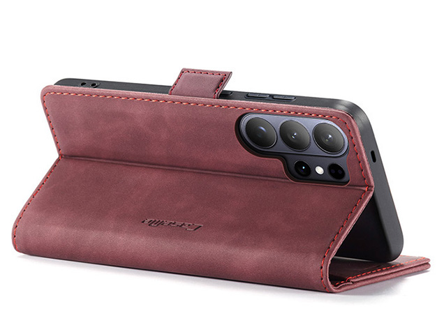 CaseMe Slim Synthetic Leather Wallet Case with Stand for Samsung Galaxy S26 Ultra - Burgundy
