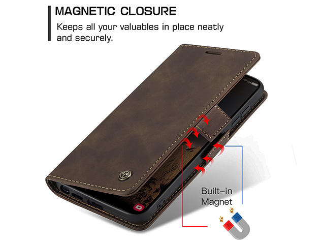 CaseMe Slim Synthetic Leather Wallet Case with Stand for Samsung Galaxy S26 Ultra - Chocolate