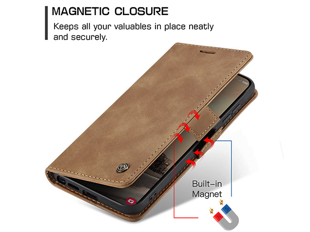 CaseMe Slim Synthetic Leather Wallet Case with Stand for Samsung Galaxy S26 Ultra - Tan