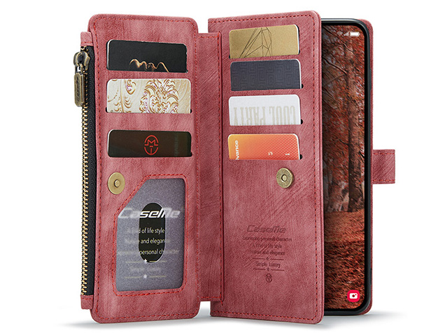 CaseMe Synthetic Leather Wallet Case with Zipper Pocket for Samsung Galaxy S26 - Blush